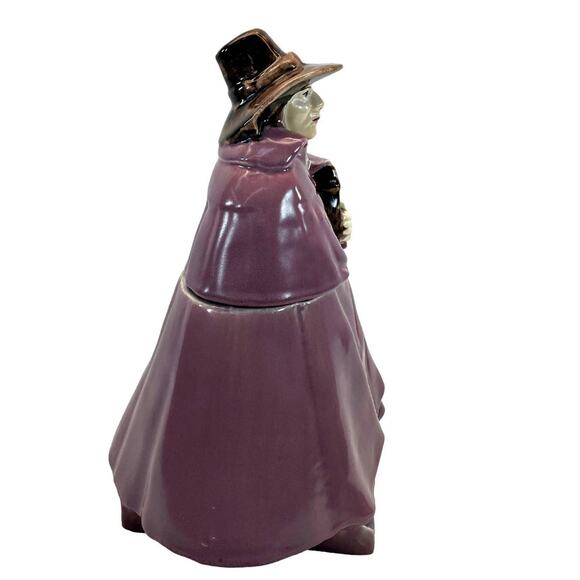 RARE Vtg Pilgrim Colonial Quaker Ceramic 11" Cookie Jar Thanksgiving Purple Plum - Picture 2 of 7